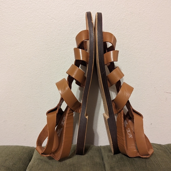 Zara Genuine Tan leather Gladiator Strappy Sandals size 8 - Picture 8 of 12
